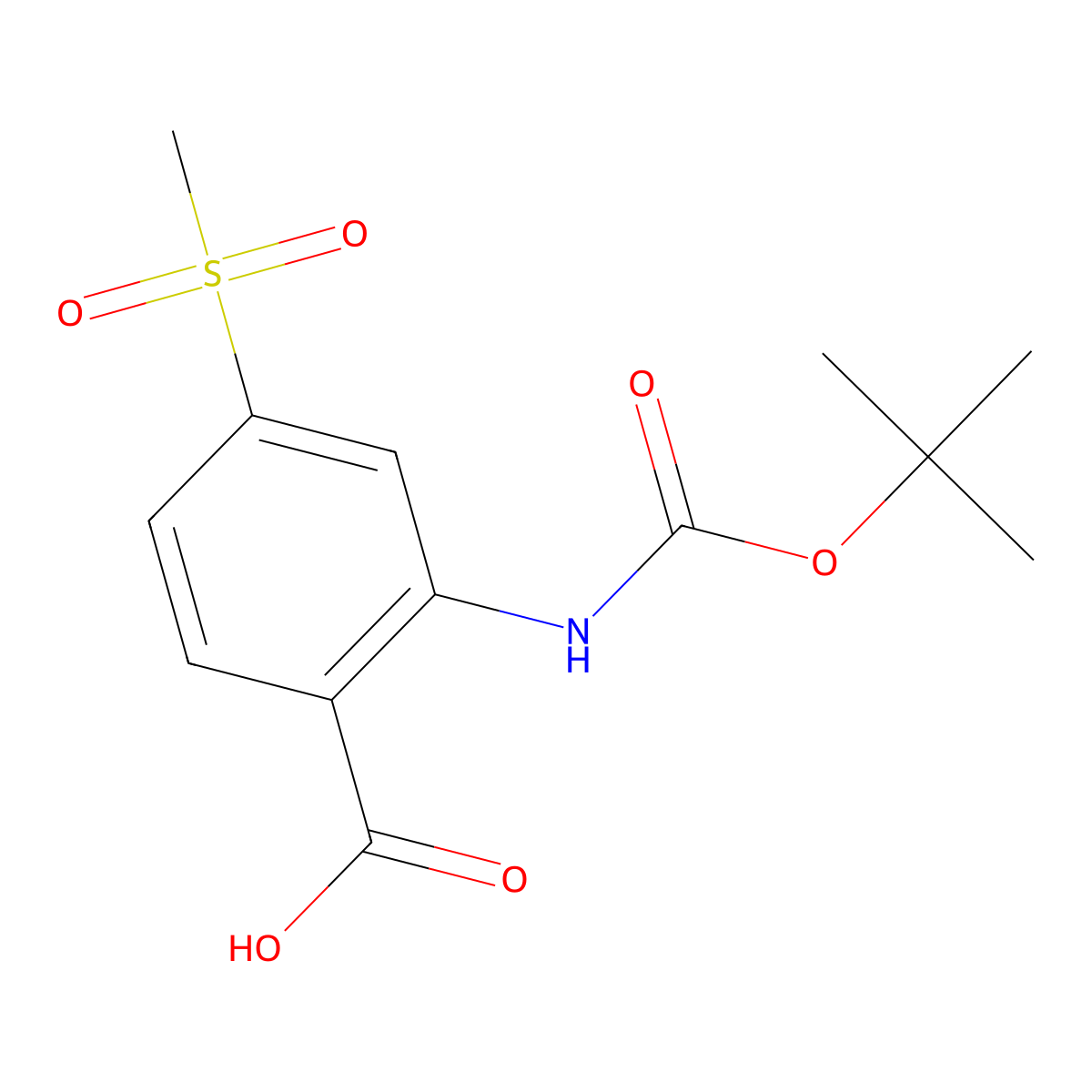 2-{[(Tert-butoxy)carbonyl]amino}-4-methanesulfonylbenzoic acid molecular structure, CAS 2287281-25-6