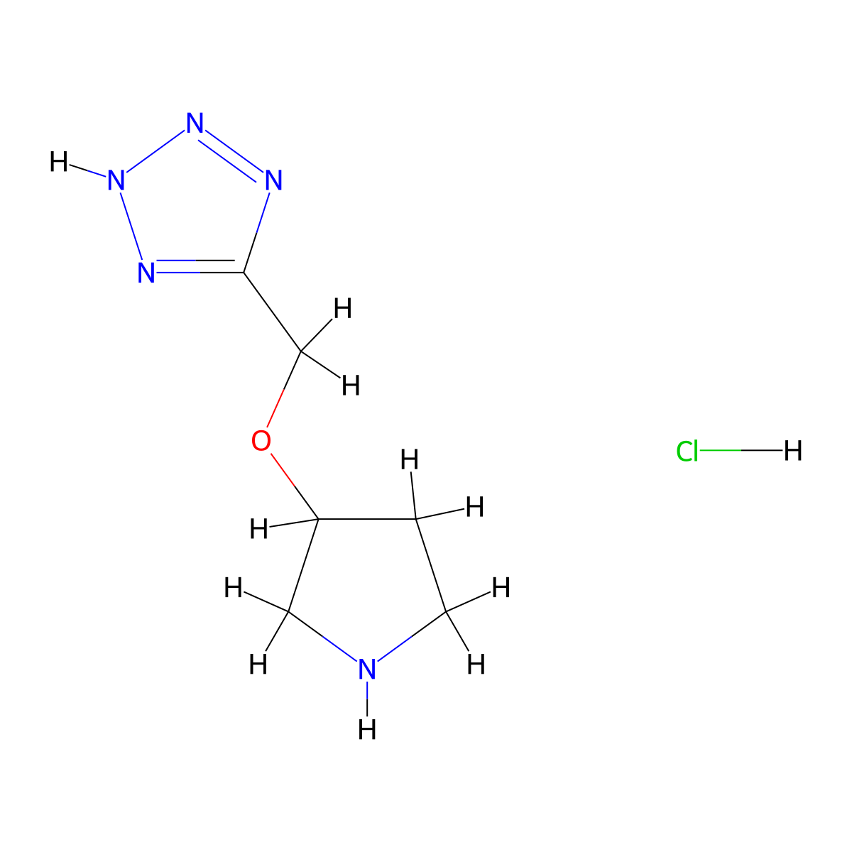 5-[(pyrrolidin-3-yloxy)methyl]-1H-1,2,3,4-tetrazolehydrochloride molecular structure, CAS 2287281-33-6