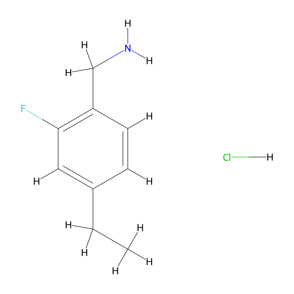 (4-Ethyl-2-fluorophenyl)methanamine hydrochloride molecular structure, CAS 2287281-37-0