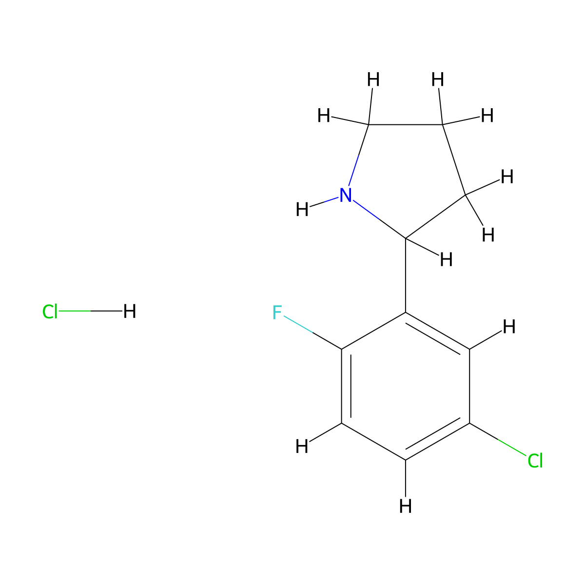 2-(5-Chloro-2-fluorophenyl)pyrrolidine hydrochloride molecular structure, CAS 2287281-68-7