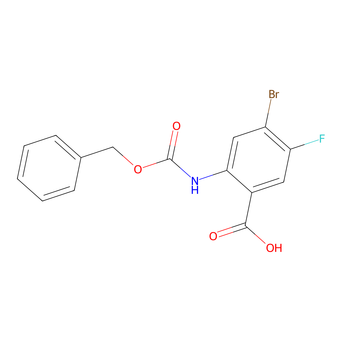 2-{[(Benzyloxy)carbonyl]amino}-4-bromo-5-fluorobenzoic acid molecular structure, CAS 2287281-70-1