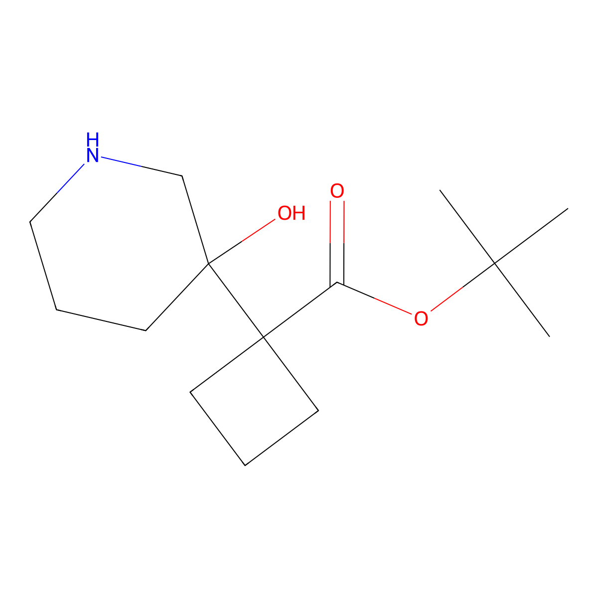 Tert-butyl 1-(3-hydroxypiperidin-3-yl)cyclobutane-1-carboxylate molecular structure, CAS 2287281-74-5