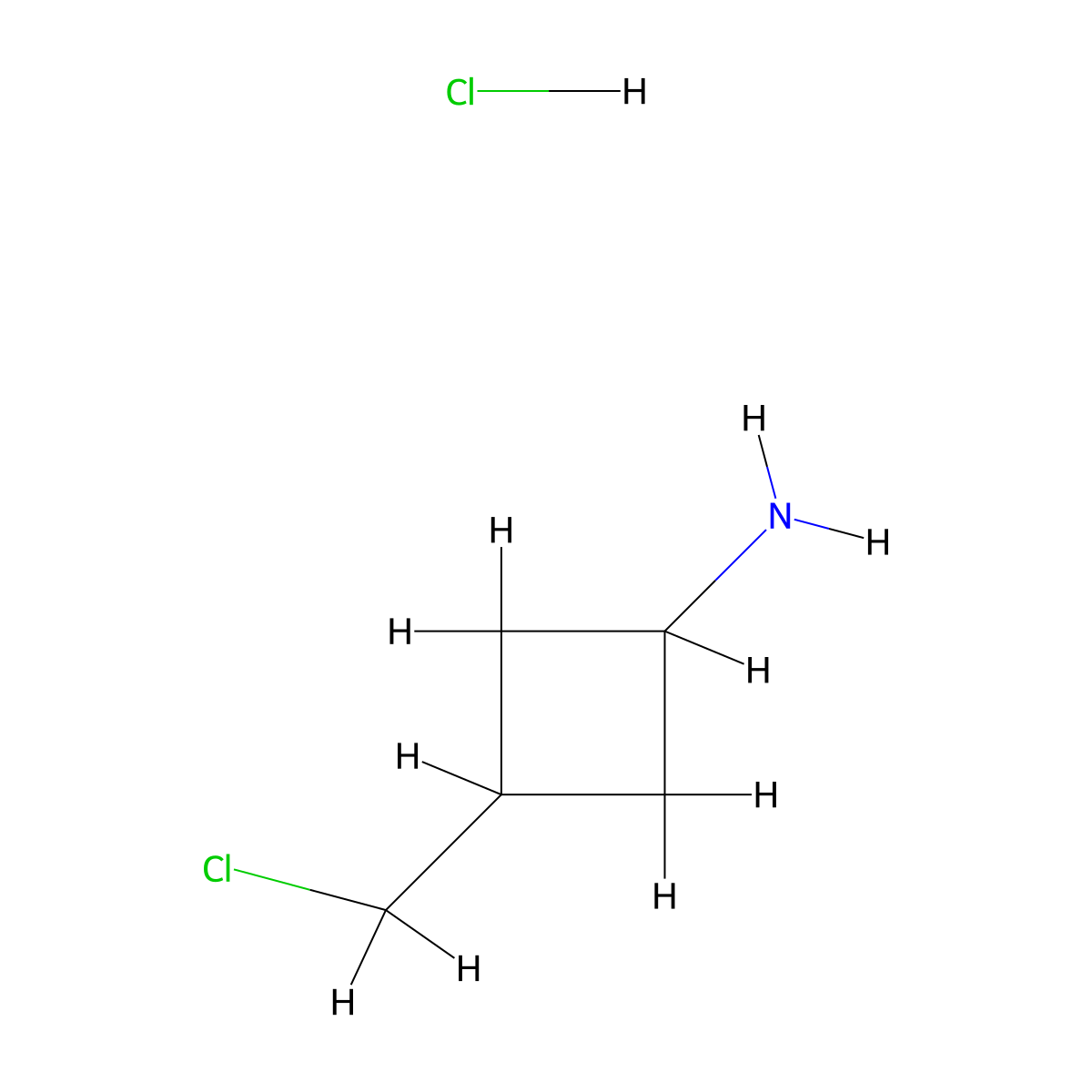 3-(Chloromethyl)cyclobutan-1-amine;hydrochloride molecular structure, CAS 2287282-10-2