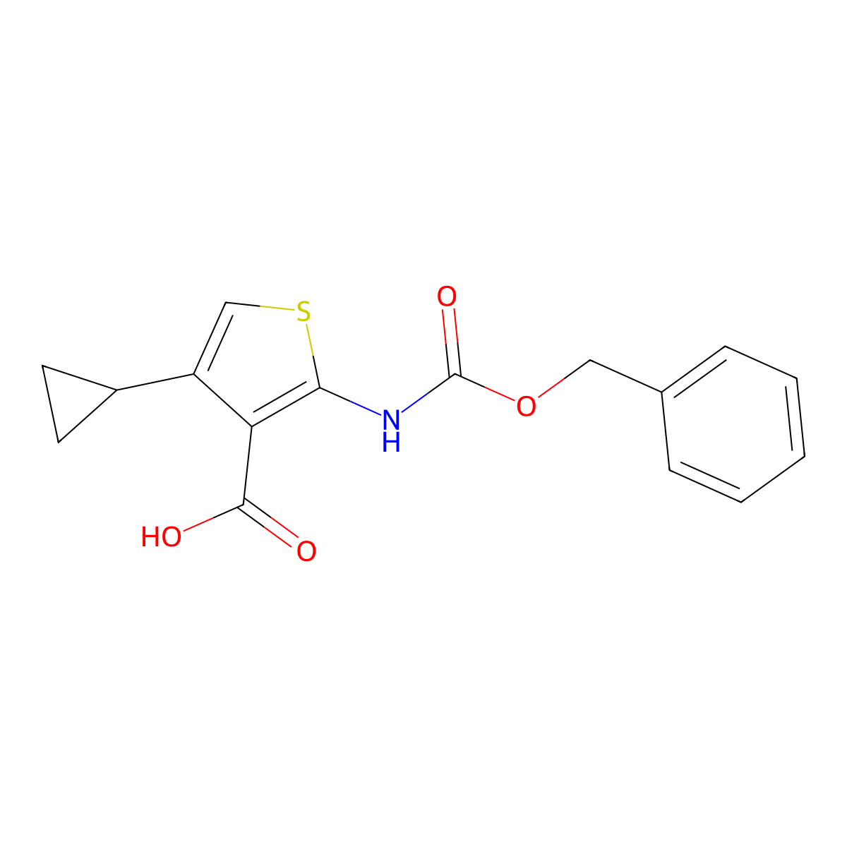 2-{[(Benzyloxy)carbonyl]amino}-4-cyclopropylthiophene-3-carboxylic acid molecular structure, CAS 2287282-27-1
