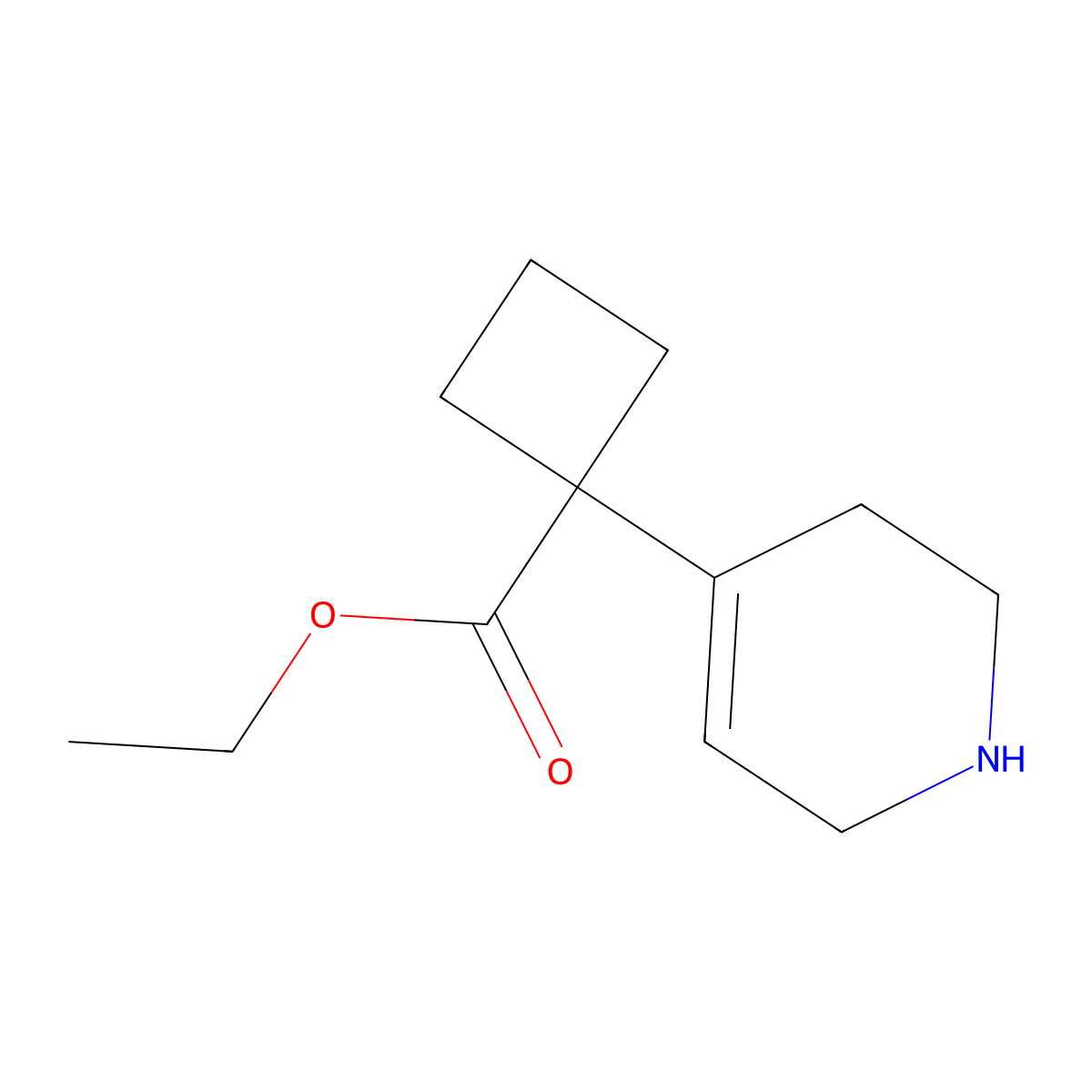 Ethyl 1-(1,2,3,6-tetrahydropyridin-4-yl)cyclobutane-1-carboxylate molecular structure, CAS 2287282-32-8