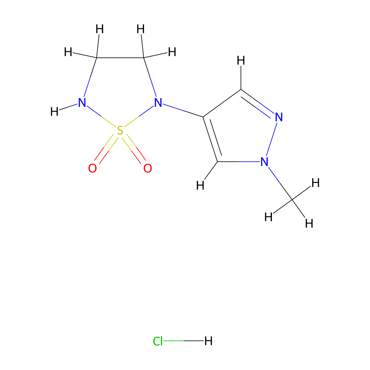 2-(1-Methylpyrazol-4-yl)-1,2,5-thiadiazolidine 1,1-dioxide;hydrochloride molecular structure, CAS 2287282-42-0