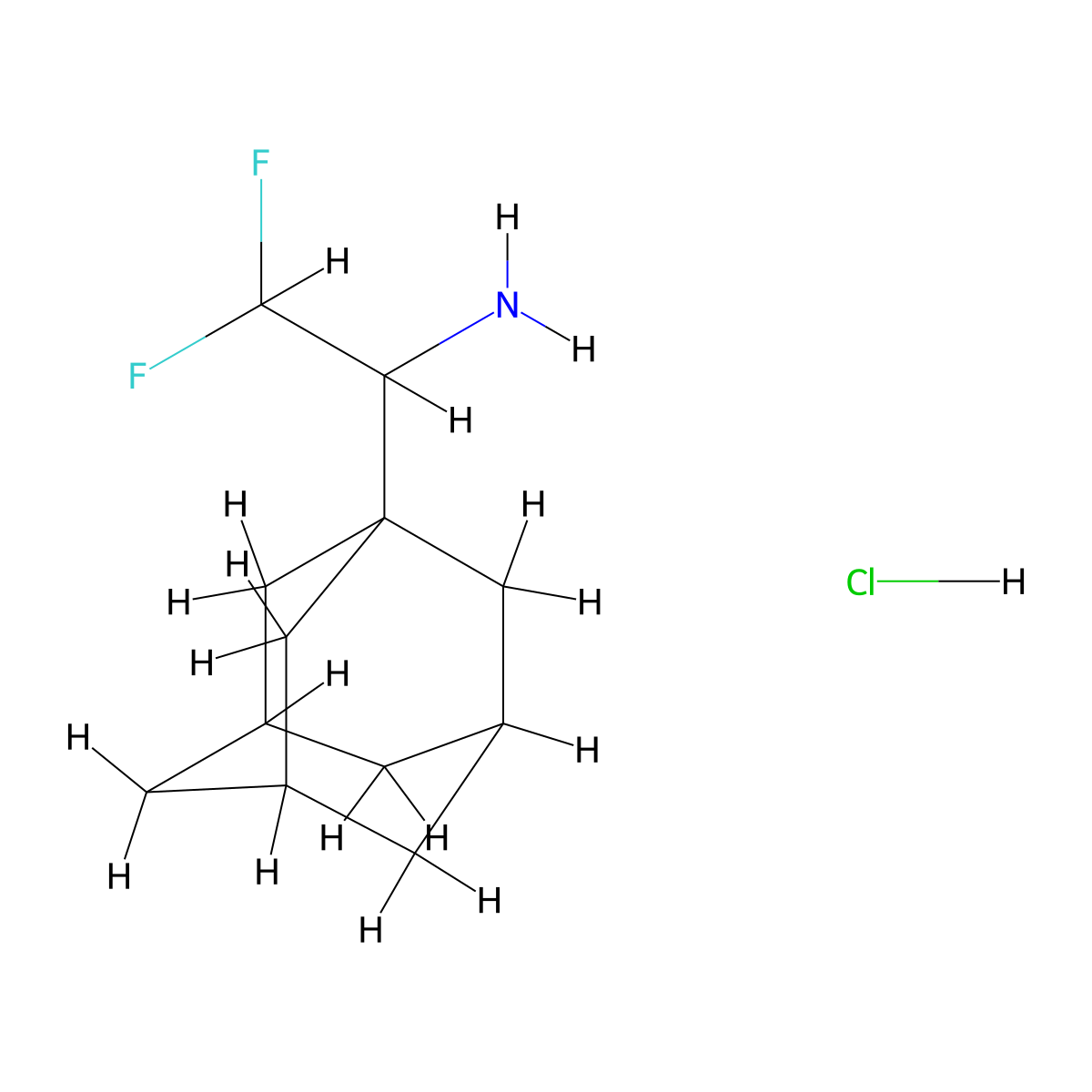 1-(Adamantan-1-yl)-2,2-difluoroethan-1-amine hydrochloride molecular structure, CAS 2287282-50-0