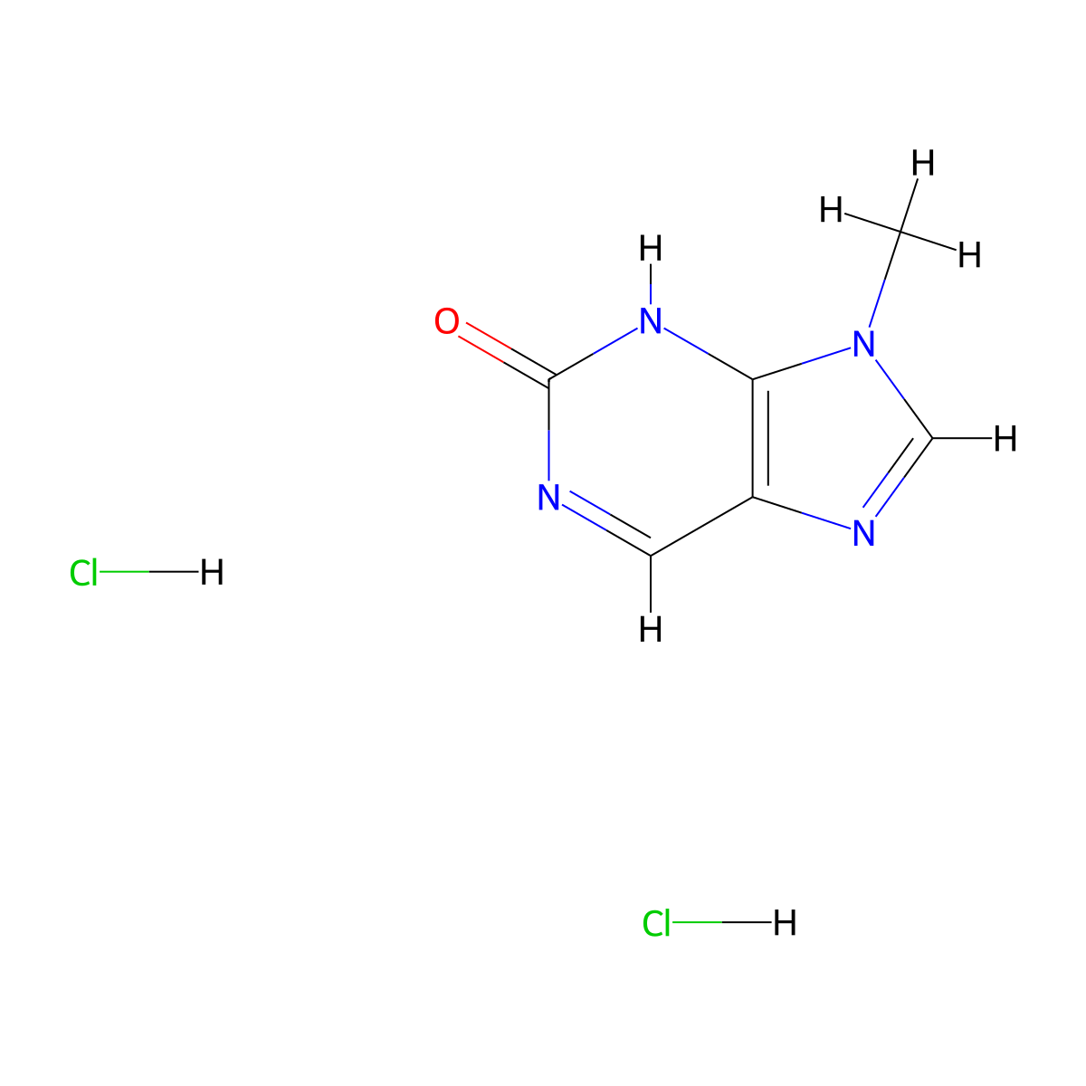 9-methyl-2,9-dihydro-1H-purin-2-one dihydrochloride molecular structure, CAS 2287282-65-7