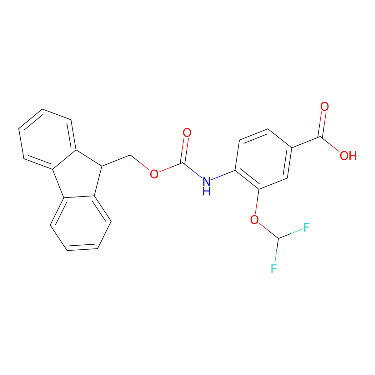 3-(difluoromethoxy)-4-({[(9H-fluoren-9-yl)methoxy]carbonyl}amino)benzoic acid molecular structure, CAS 2287283-09-2