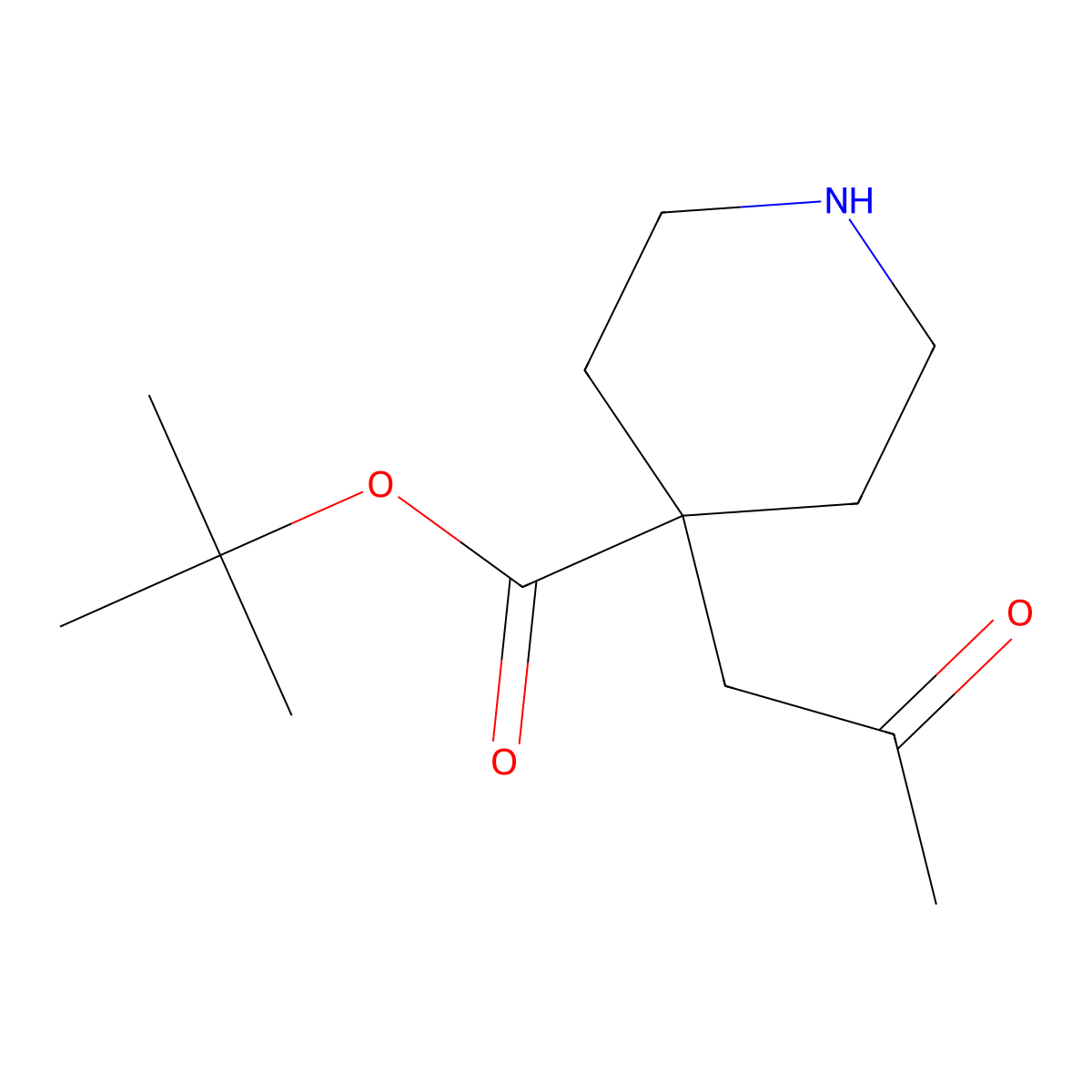 Tert-butyl 4-(2-oxopropyl)piperidine-4-carboxylate molecular structure, CAS 2287283-13-8
