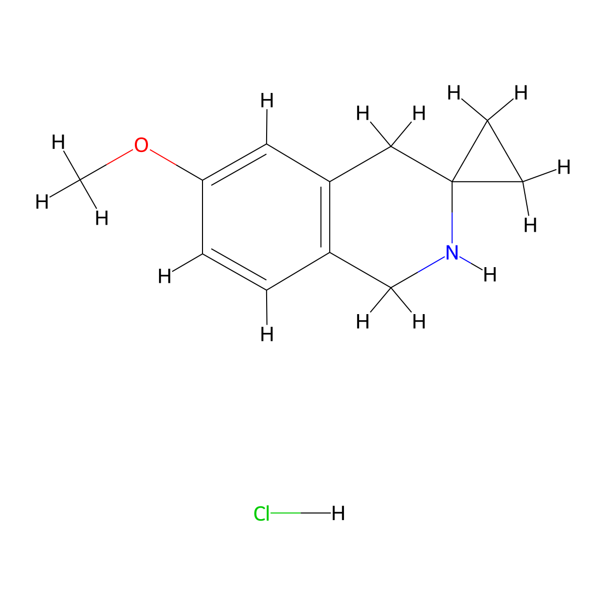 6'-methoxy-2',4'-dihydro-1'H-spiro[cyclopropane-1,3'-isoquinoline] hydrochloride molecular structure, CAS 2287283-41-2
