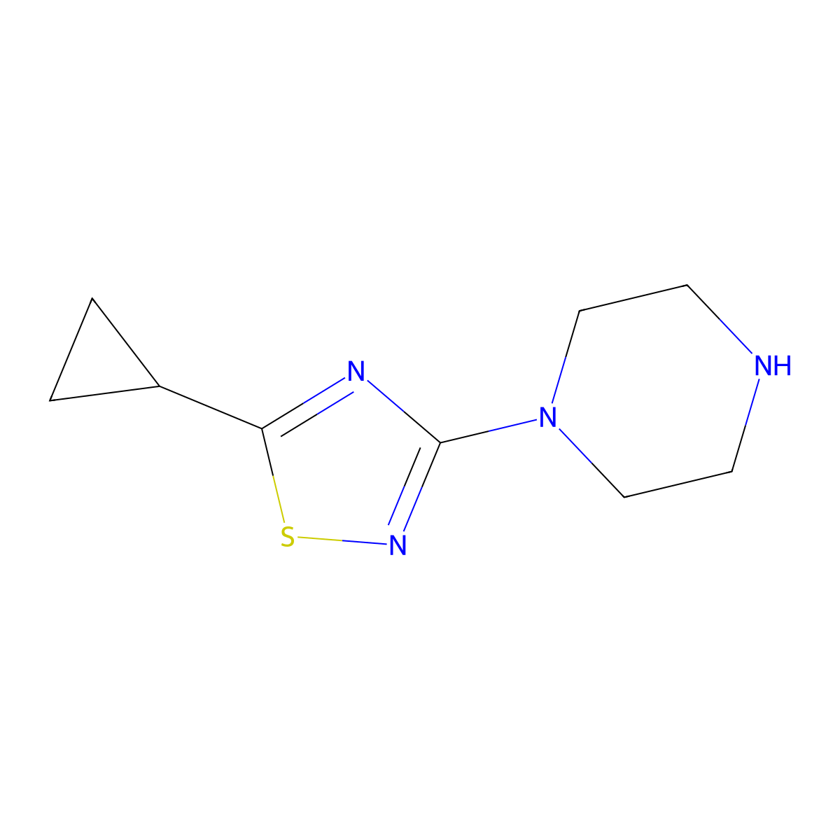 1-(5-Cyclopropyl-1,2,4-thiadiazol-3-yl)piperazine molecular structure, CAS 2287283-43-4