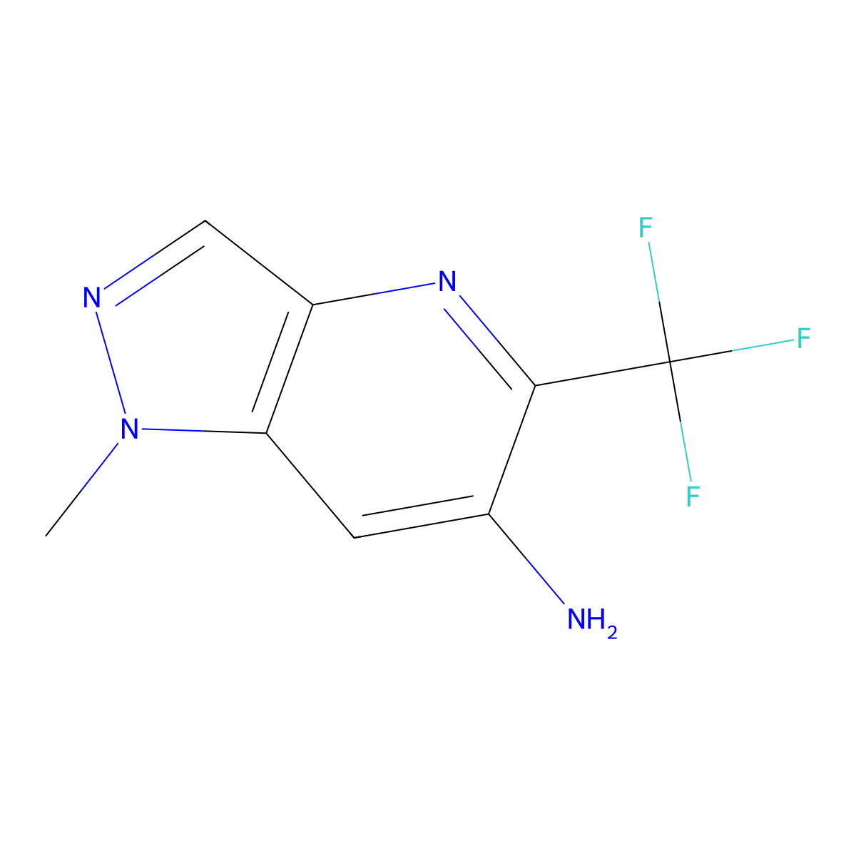 1-methyl-5-(trifluoromethyl)-1H-pyrazolo[4,3-b]pyridin-6-amine molecular structure, CAS 2287283-55-8