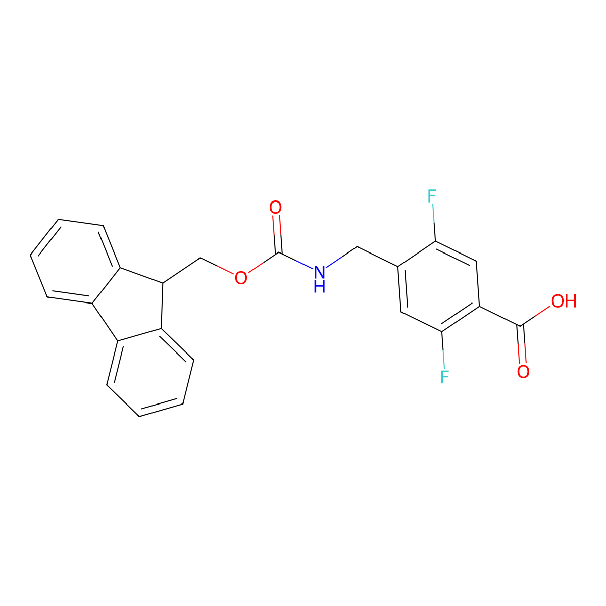 4-[({[(9H-fluoren-9-yl)methoxy]carbonyl}amino)methyl]-2,5-difluorobenzoic acid molecular structure, CAS 2287283-57-0