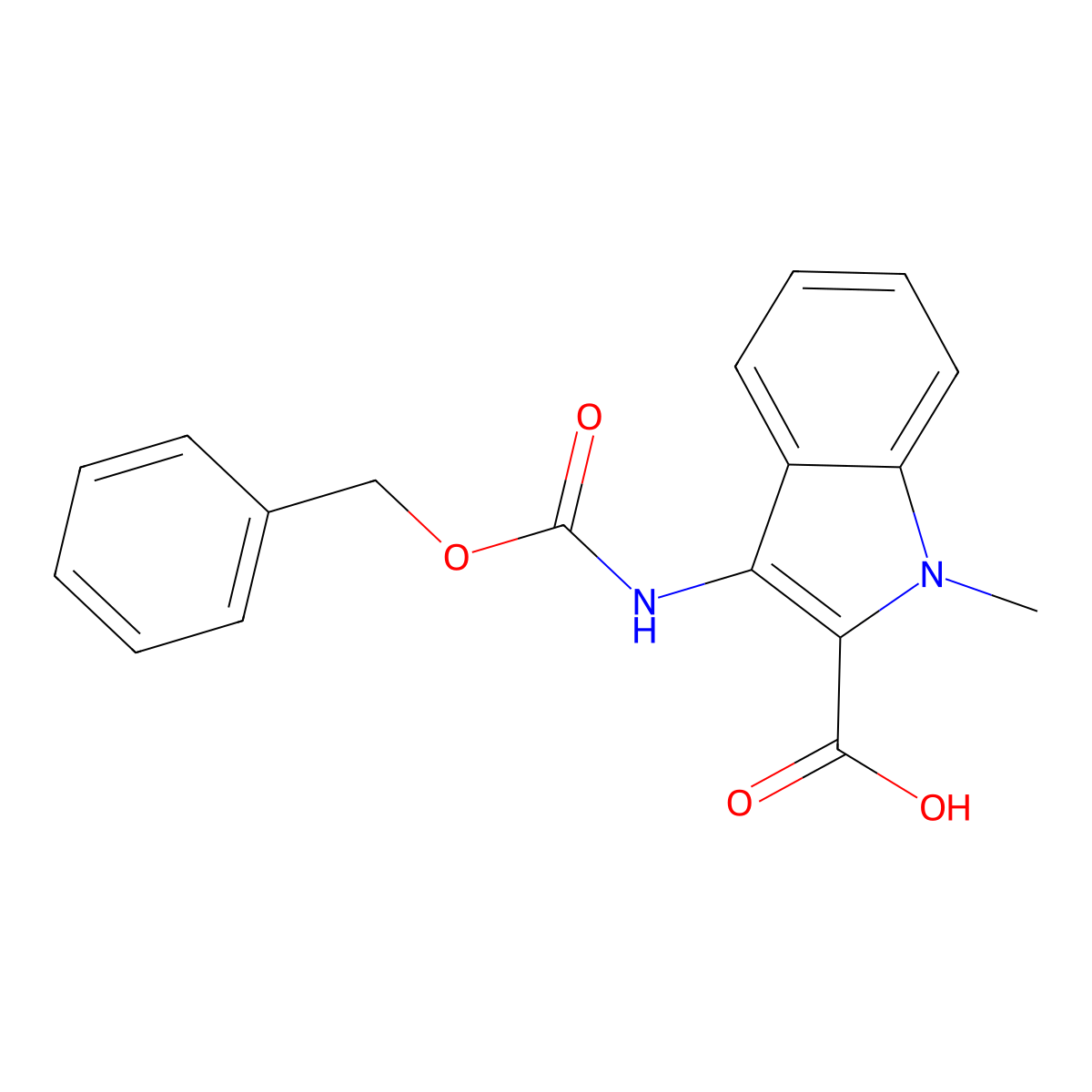 3-{[(benzyloxy)carbonyl]amino}-1-methyl-1H-indole-2-carboxylic acid molecular structure, CAS 2287283-58-1