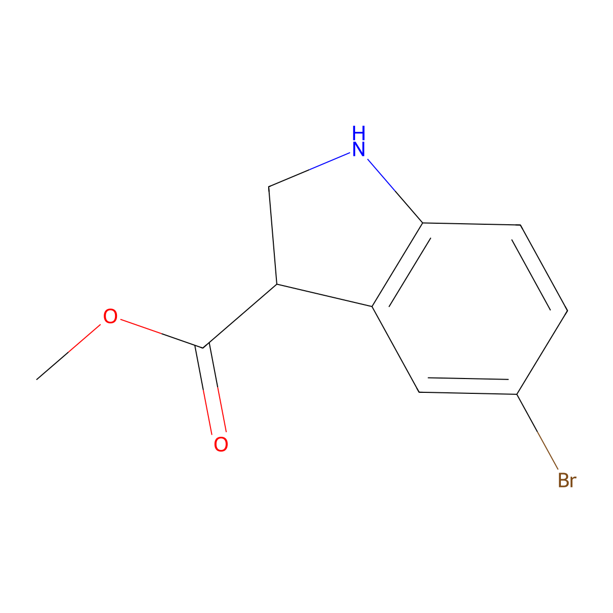 methyl 5-bromo-2,3-dihydro-1H-indole-3-carboxylate molecular structure, CAS 2287283-61-6