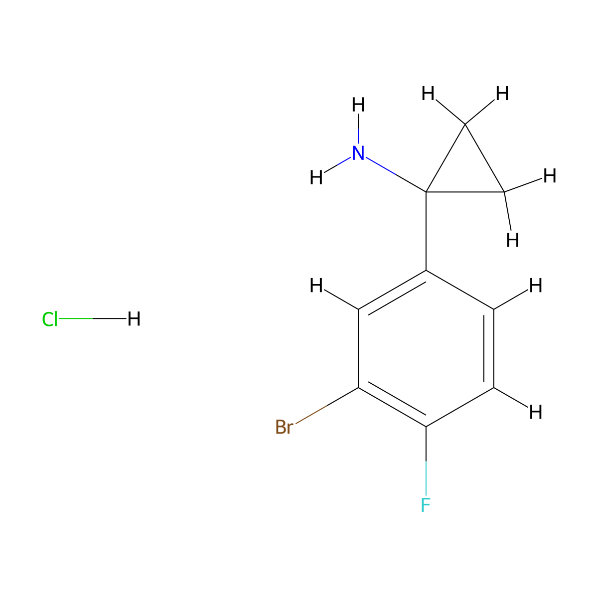 1-(3-Bromo-4-fluorophenyl)cyclopropan-1-amine hydrochloride molecular structure, CAS 2287283-88-7