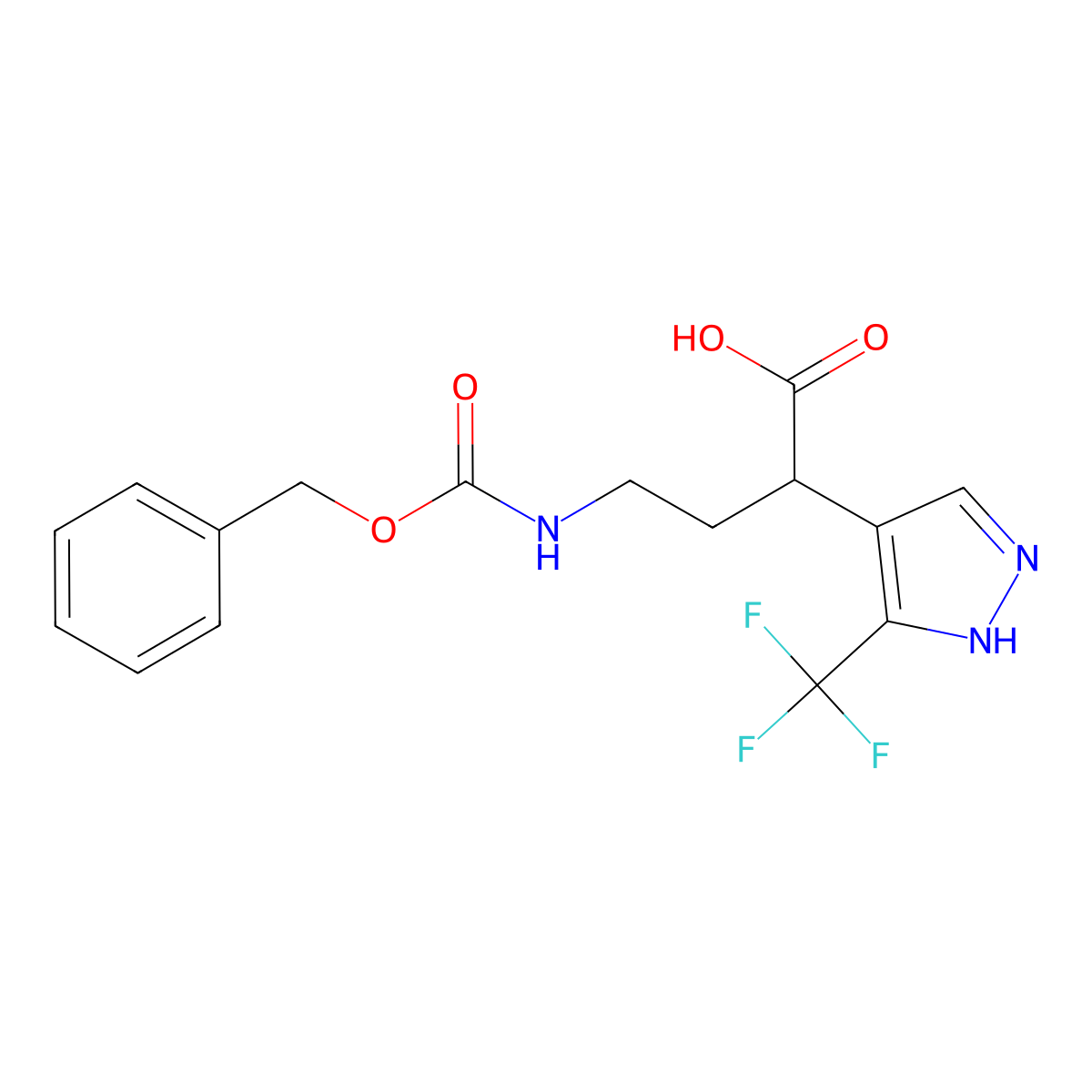 4-{[(benzyloxy)carbonyl]amino}-2-[3-(trifluoromethyl)-1H-pyrazol-4-yl]butanoic acid molecular structure, CAS 2287283-90-1