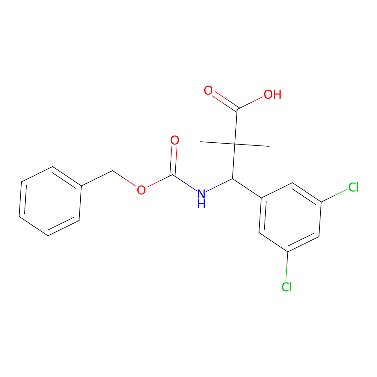 3-{[(Benzyloxy)carbonyl]amino}-3-(3,5-dichlorophenyl)-2,2-dimethylpropanoic acid molecular structure, CAS 2287283-92-3