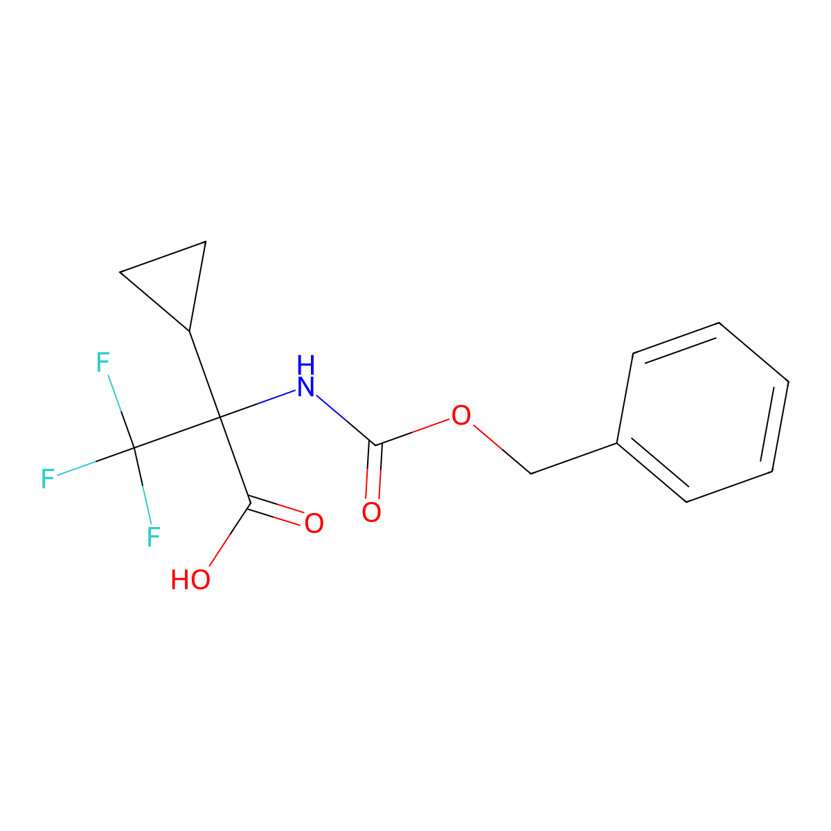 2-{[(Benzyloxy)carbonyl]amino}-2-cyclopropyl-3,3,3-trifluoropropanoic acid molecular structure, CAS 2287283-94-5