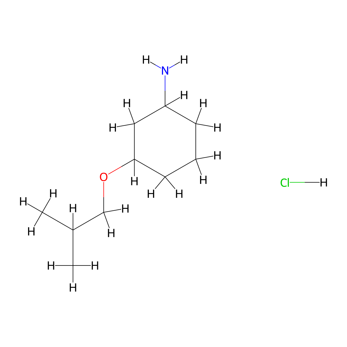 3-(2-Methylpropoxy)cyclohexan-1-amine hydrochloride molecular structure, CAS 2287283-98-9