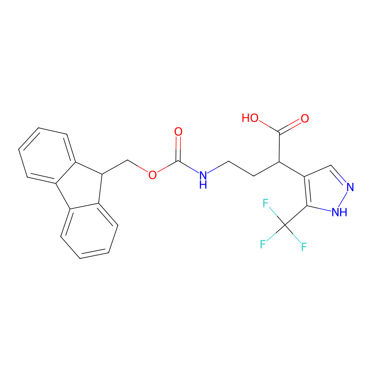 4-(9H-Fluoren-9-ylmethoxycarbonylamino)-2-[5-(trifluoromethyl)-1H-pyrazol-4-yl]butanoic acid molecular structure, CAS 2287284-08-4