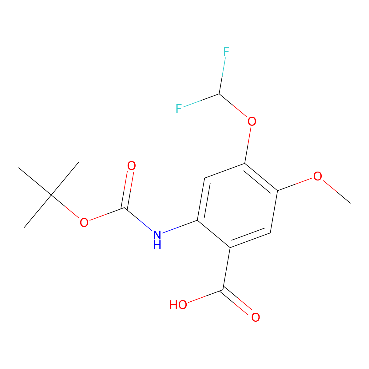 2-{[(Tert-butoxy)carbonyl]amino}-4-(difluoromethoxy)-5-methoxybenzoic acid molecular structure, CAS 2287285-09-8