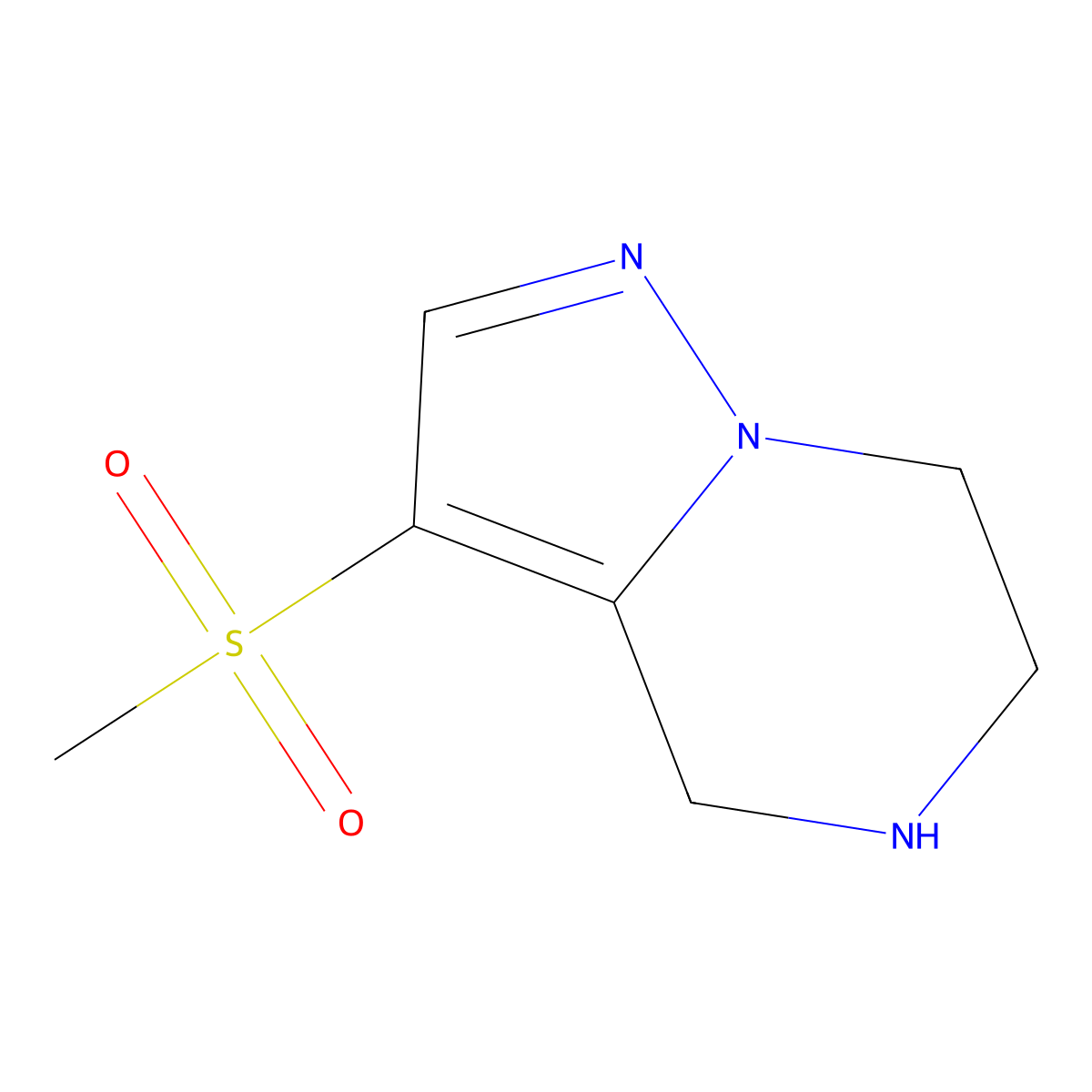 3-methanesulfonyl-4H,5H,6H,7H-pyrazolo[1,5-a]pyrazine molecular structure, CAS 2287285-14-5