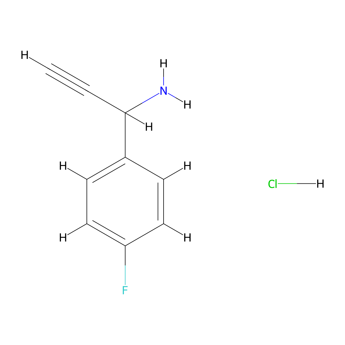 1-(4-Fluorophenyl)prop-2-yn-1-amine hydrochloride molecular structure, CAS 2287285-24-7