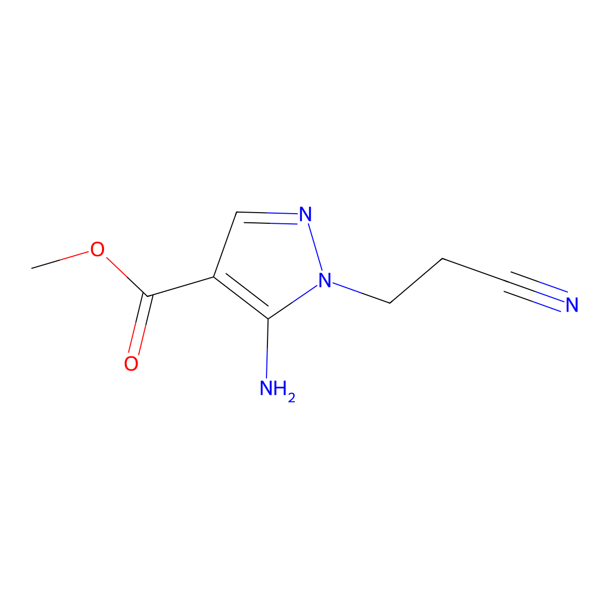 methyl 5-amino-1-(2-cyanoethyl)-1H-pyrazole-4-carboxylate molecular structure, CAS 2287285-40-7