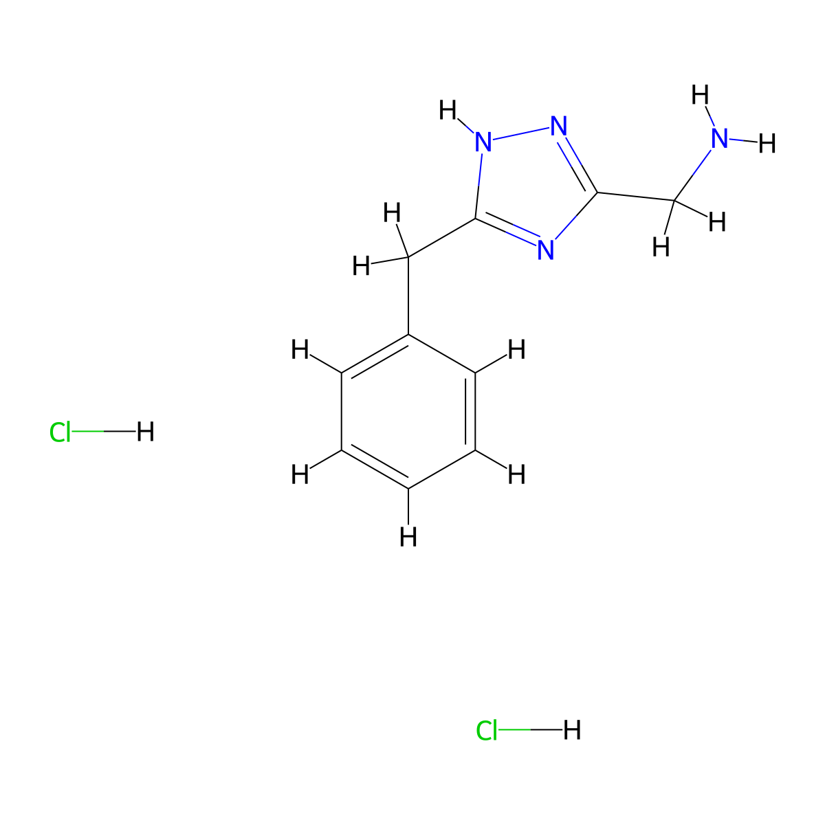 (5-benzyl-4H-1,2,4-triazol-3-yl)methanamine dihydrochloride molecular structure, CAS 2287285-47-4