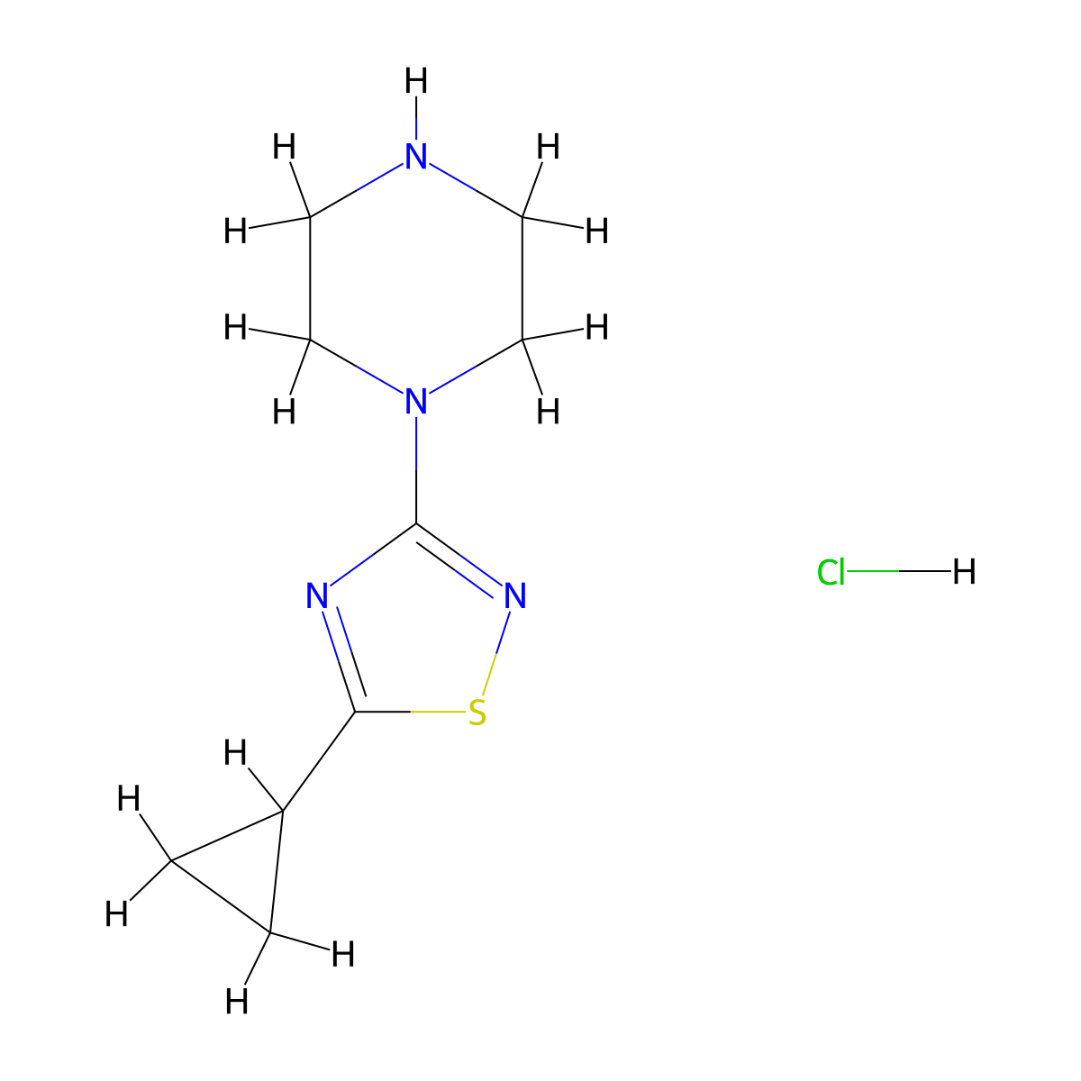1-(5-Cyclopropyl-1,2,4-thiadiazol-3-yl)piperazine hydrochloride molecular structure, CAS 2287285-95-2