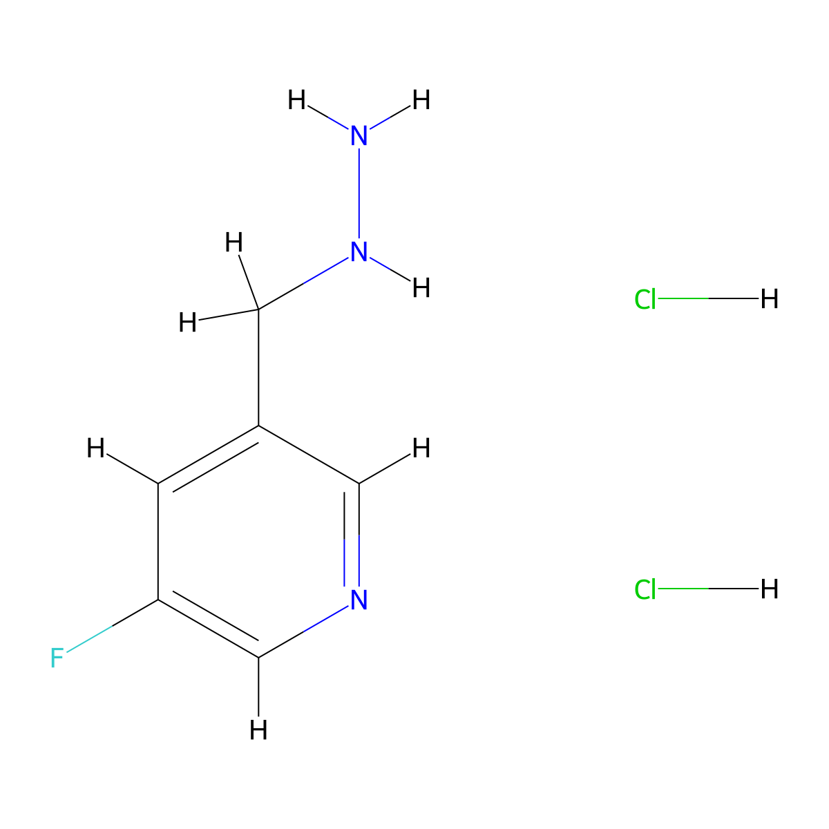 3-Fluoro-5-(hydrazinylmethyl)pyridine dihydrochloride molecular structure, CAS 2287286-01-3