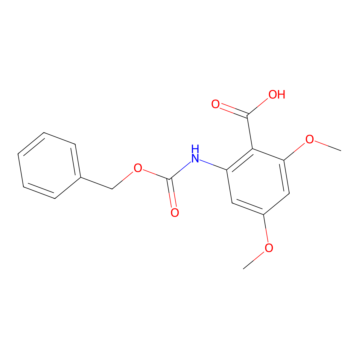 2-{[(Benzyloxy)carbonyl]amino}-4,6-dimethoxybenzoic acid molecular structure, CAS 2287286-08-0