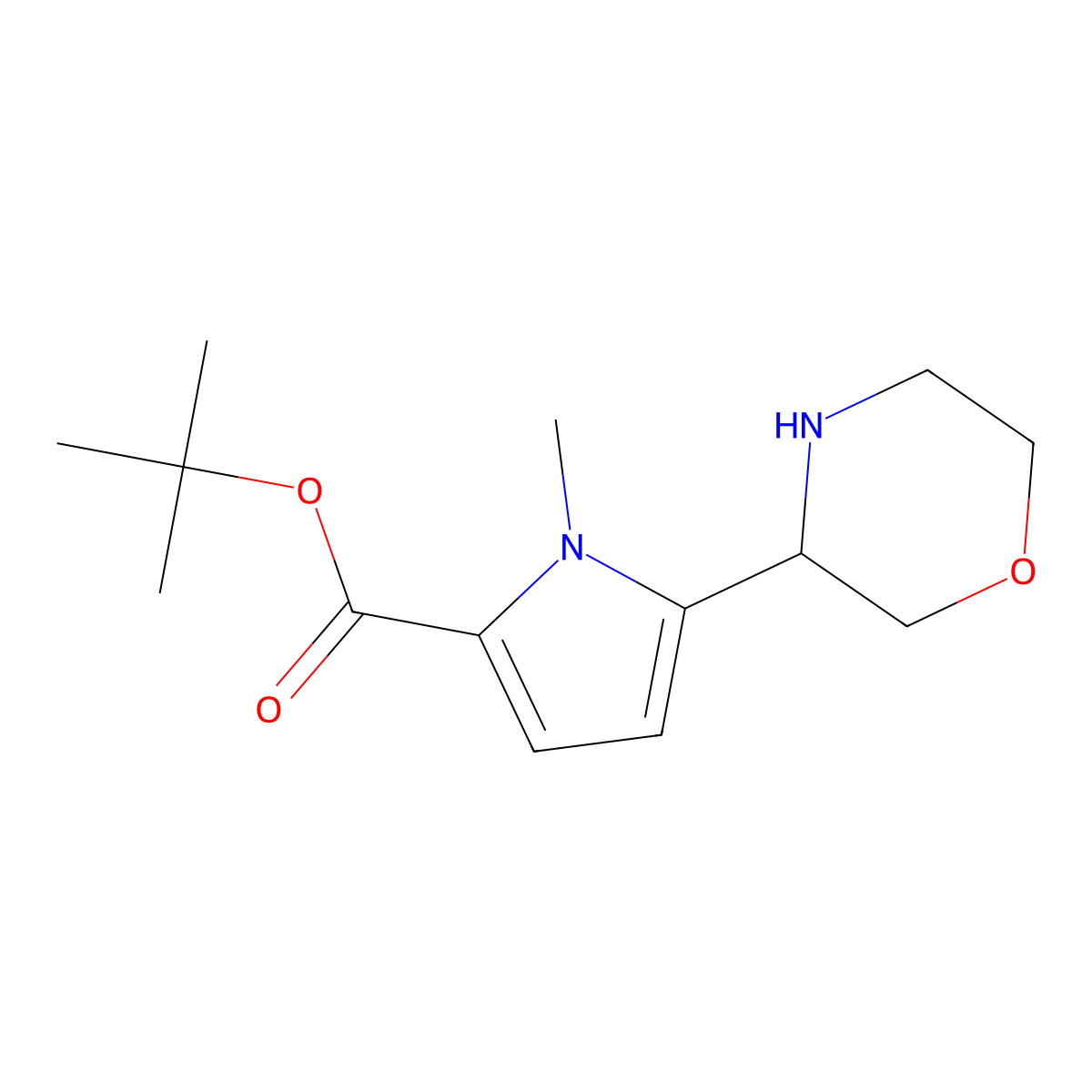 tert-butyl 1-methyl-5-(morpholin-3-yl)-1H-pyrrole-2-carboxylate molecular structure, CAS 2287286-20-6