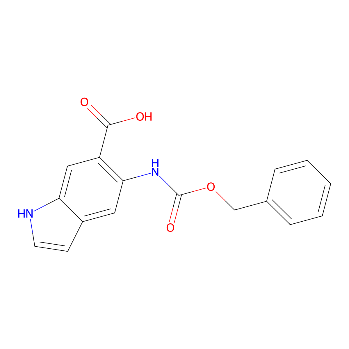 5-{[(benzyloxy)carbonyl]amino}-1H-indole-6-carboxylic acid molecular structure, CAS 2287286-22-8