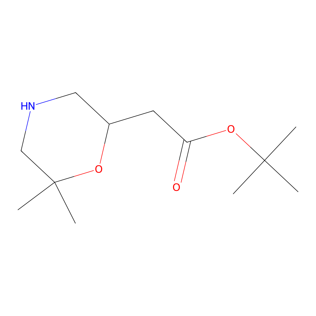 Tert-butyl 2-(6,6-dimethylmorpholin-2-yl)acetate molecular structure, CAS 2287286-36-4