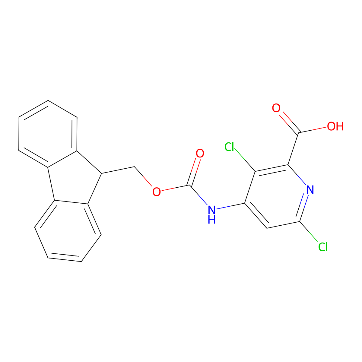 3,6-dichloro-4-({[(9H-fluoren-9-yl)methoxy]carbonyl}amino)pyridine-2-carboxylic acid molecular structure, CAS 2287286-62-6
