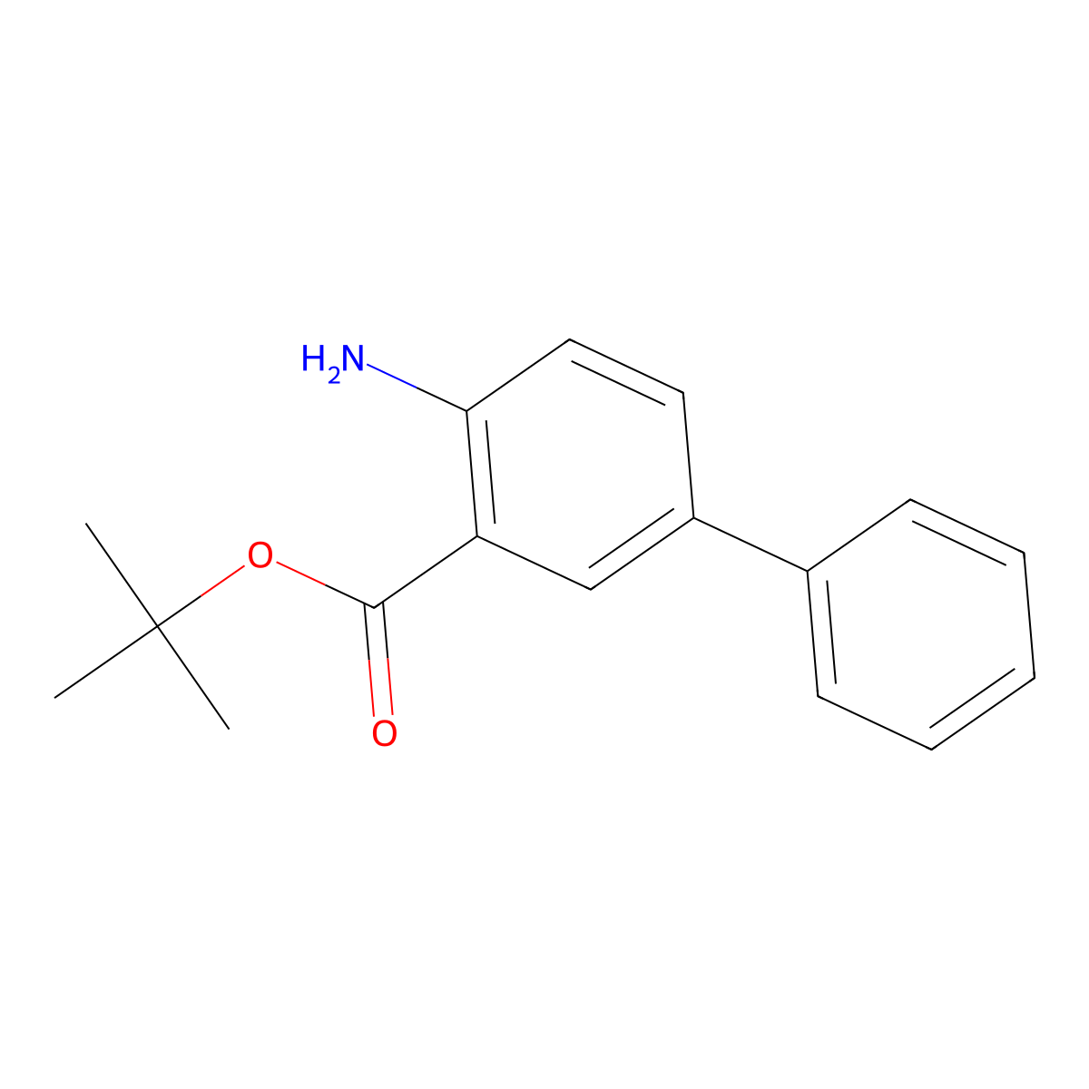 Tert-butyl 2-amino-5-phenylbenzoate molecular structure, CAS 2287286-86-4