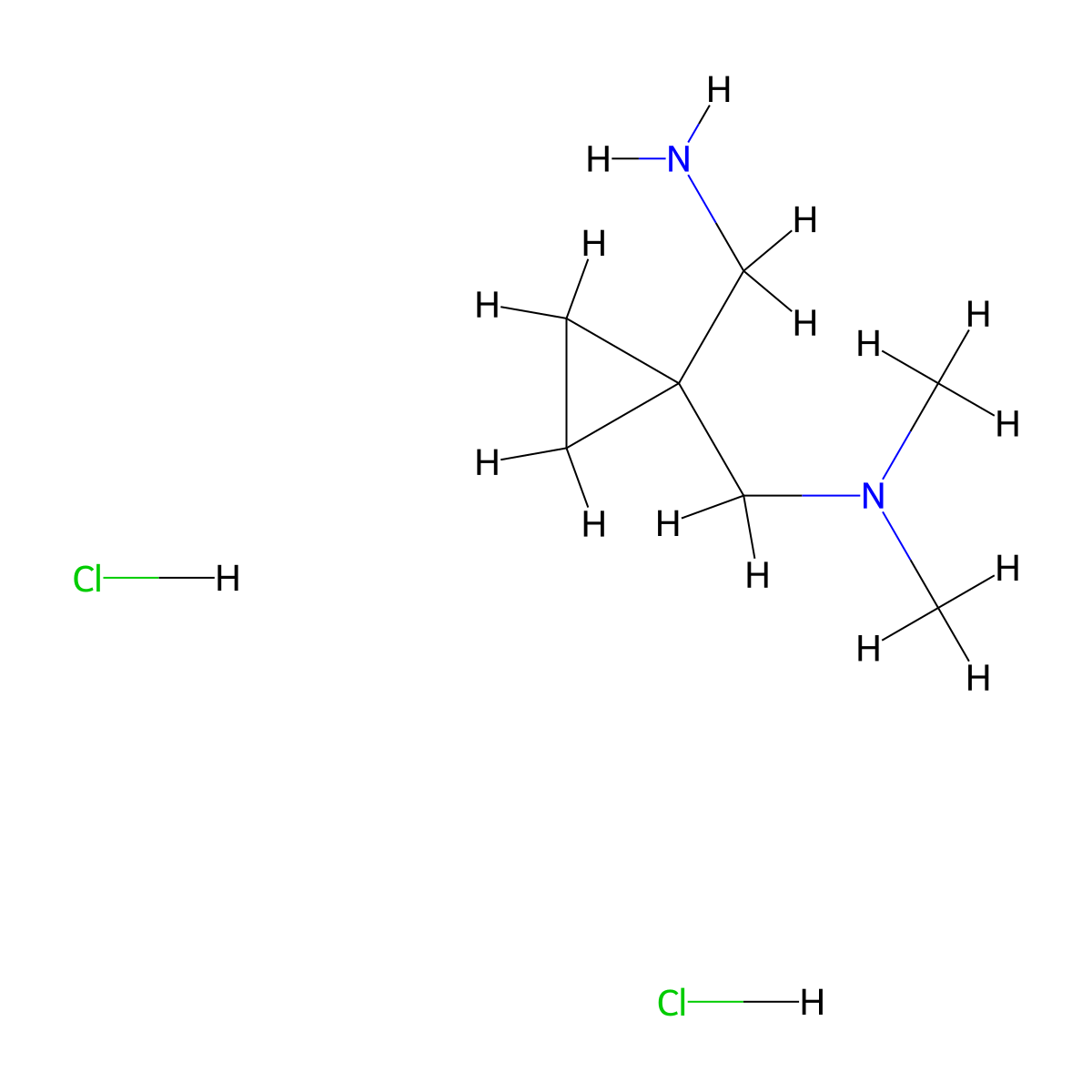 (1-((Dimethylamino)methyl)cyclopropyl)methanamine dihydrochloride molecular structure, CAS 2287287-03-8