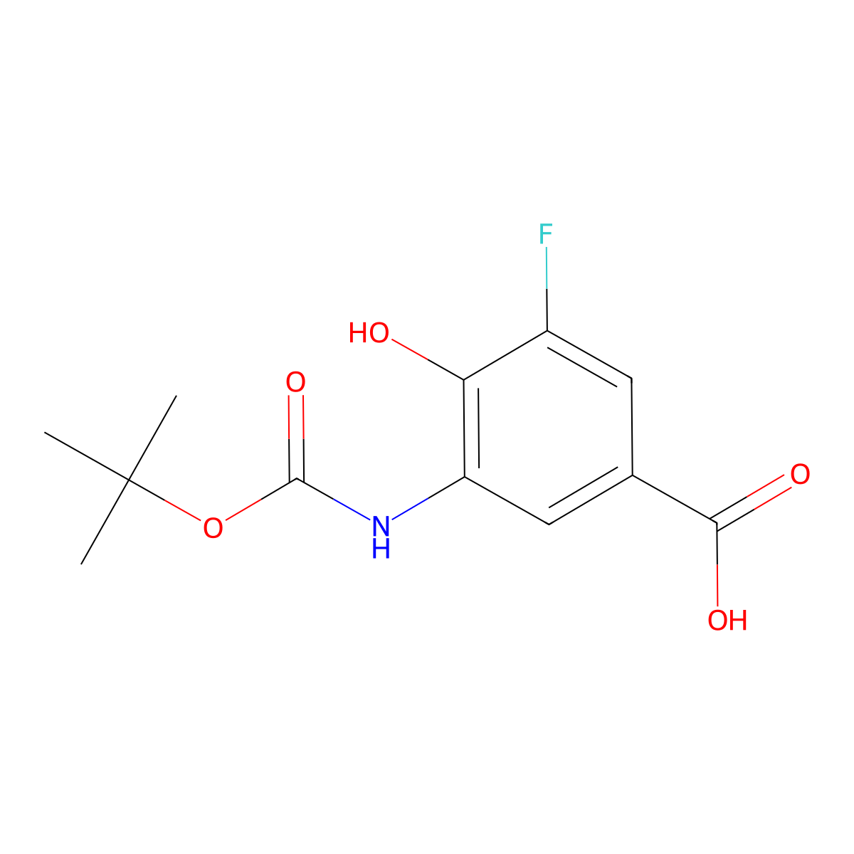 3-{[(Tert-butoxy)carbonyl]amino}-5-fluoro-4-hydroxybenzoic acid molecular structure, CAS 2287287-04-9
