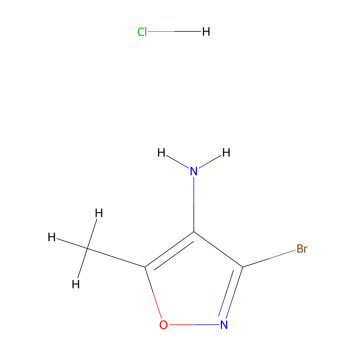 3-Bromo-5-methyl-1,2-oxazol-4-amine hydrochloride molecular structure, CAS 2287287-05-0