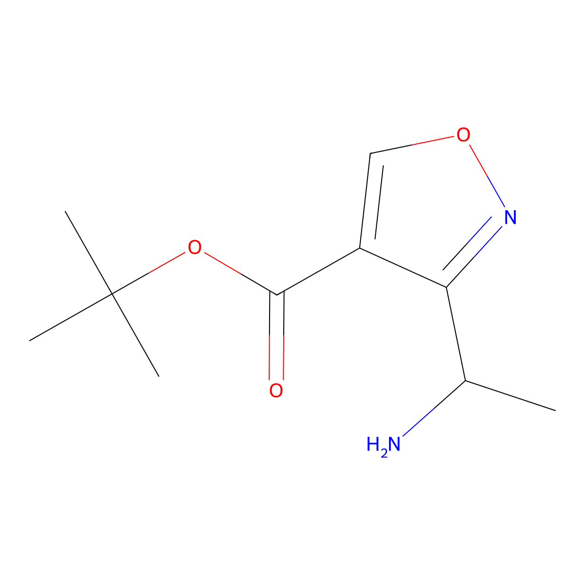 Tert-butyl 3-(1-aminoethyl)-1,2-oxazole-4-carboxylate molecular structure, CAS 2287287-06-1