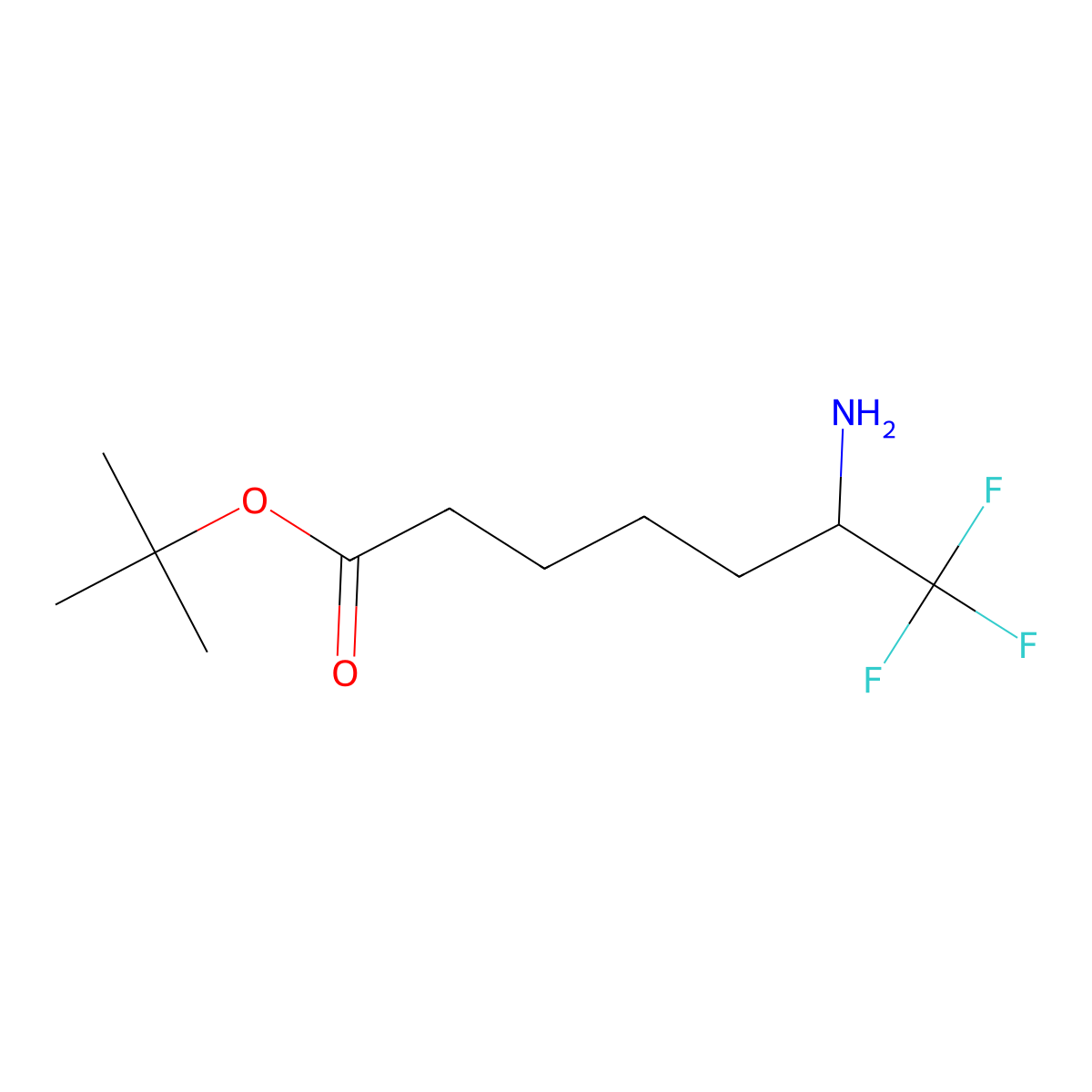 Tert-butyl 6-amino-7,7,7-trifluoroheptanoate molecular structure, CAS 2287287-08-3
