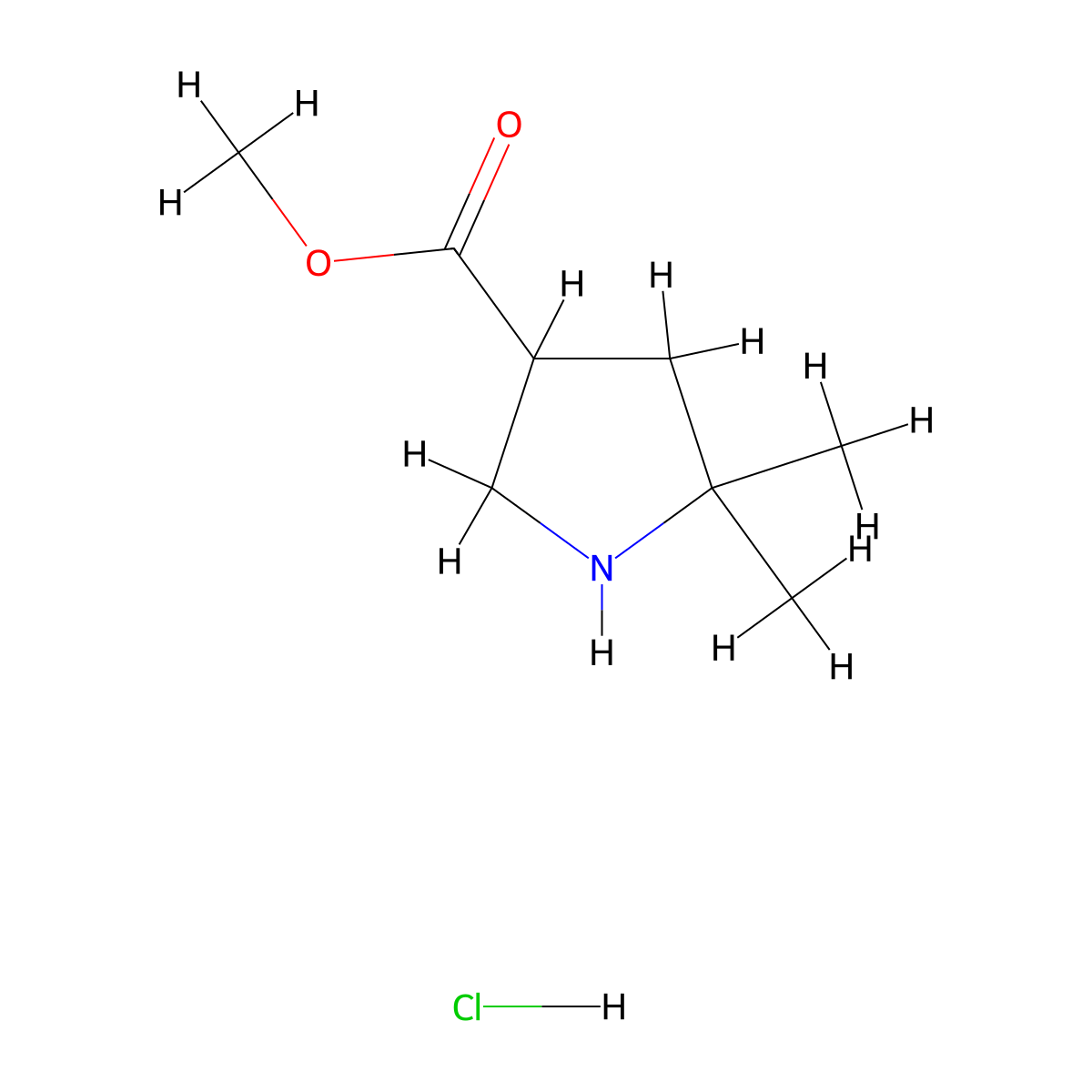 Methyl 5,5-dimethylpyrrolidine-3-carboxylate hydrochloride molecular structure, CAS 2287287-13-0