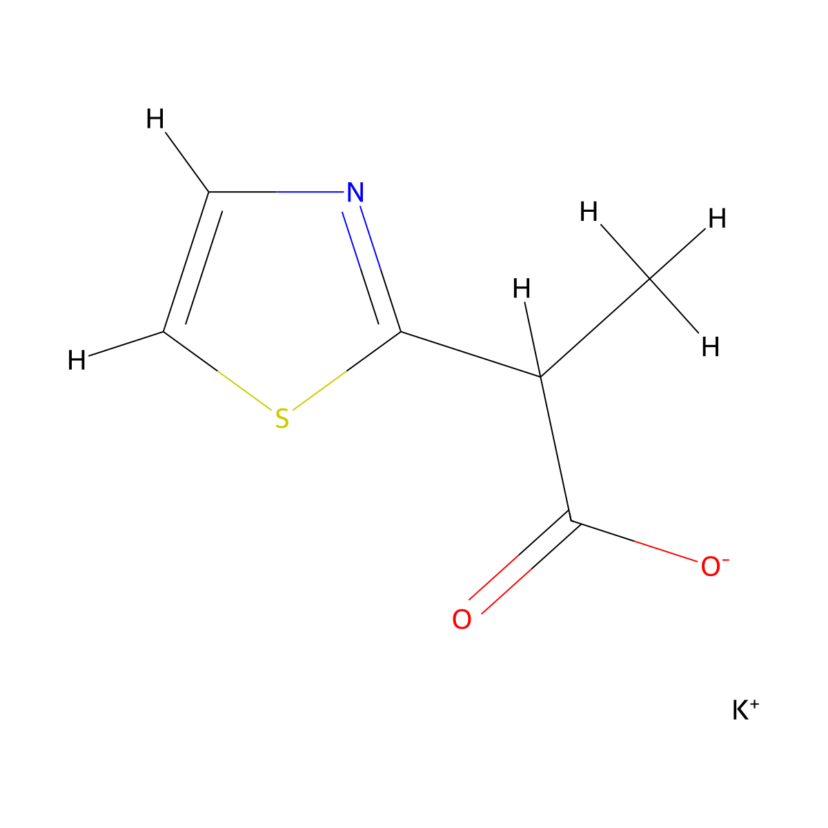 Potassium 2-(1,3-thiazol-2-yl)propanoate molecular structure, CAS 2287287-28-7