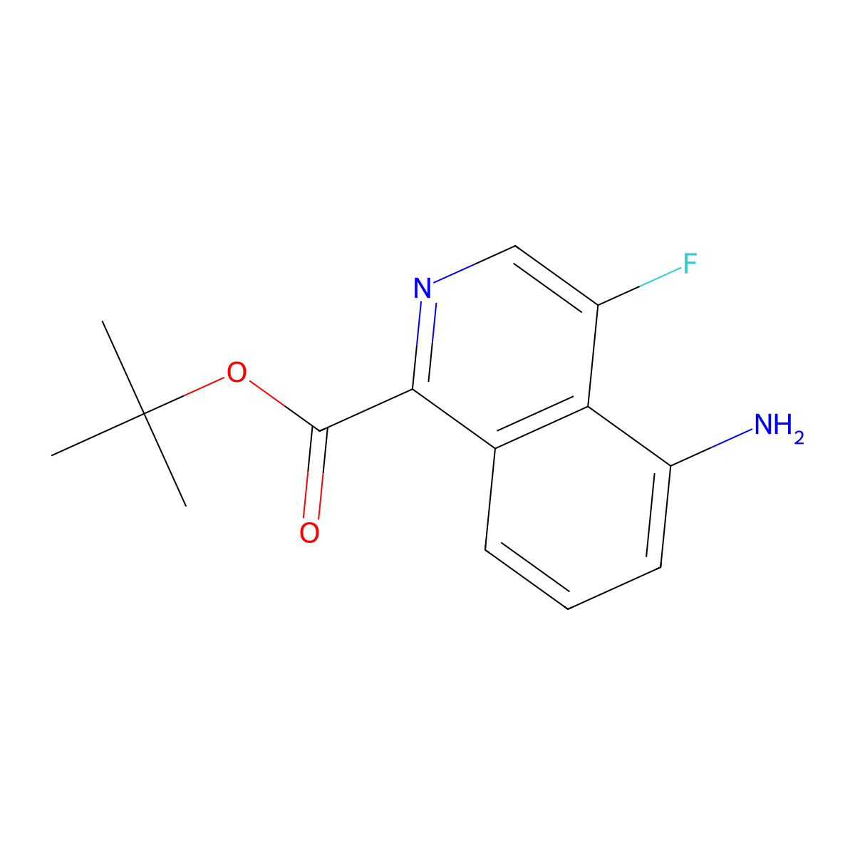 Tert-butyl 5-amino-4-fluoroisoquinoline-1-carboxylate molecular structure, CAS 2287287-34-5