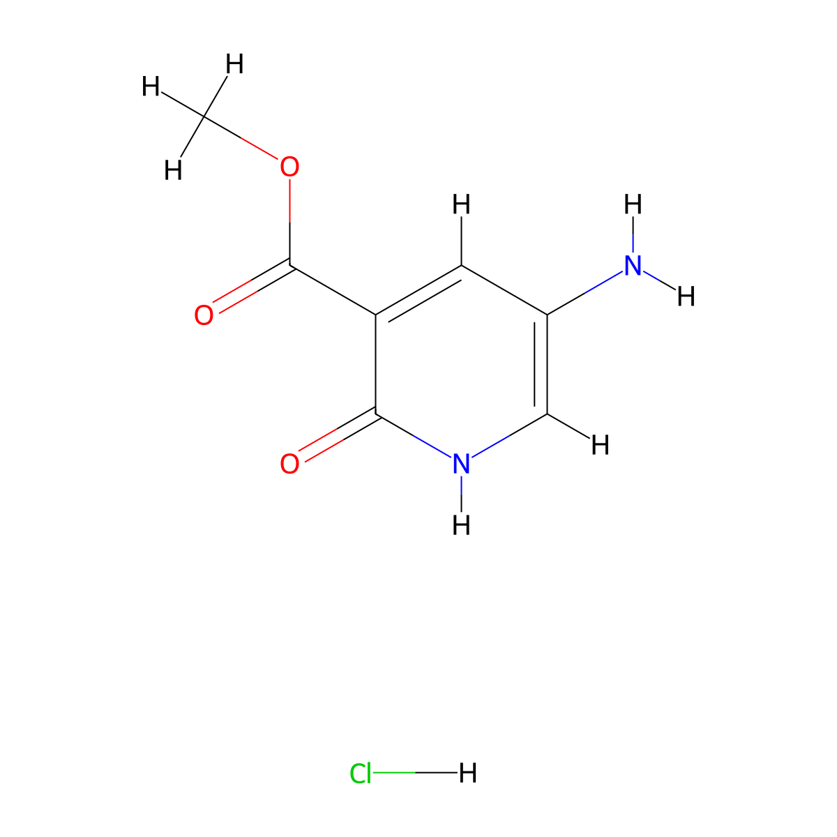 Methyl 5-amino-2-hydroxypyridine-3-carboxylate hydrochloride molecular structure, CAS 2287287-35-6