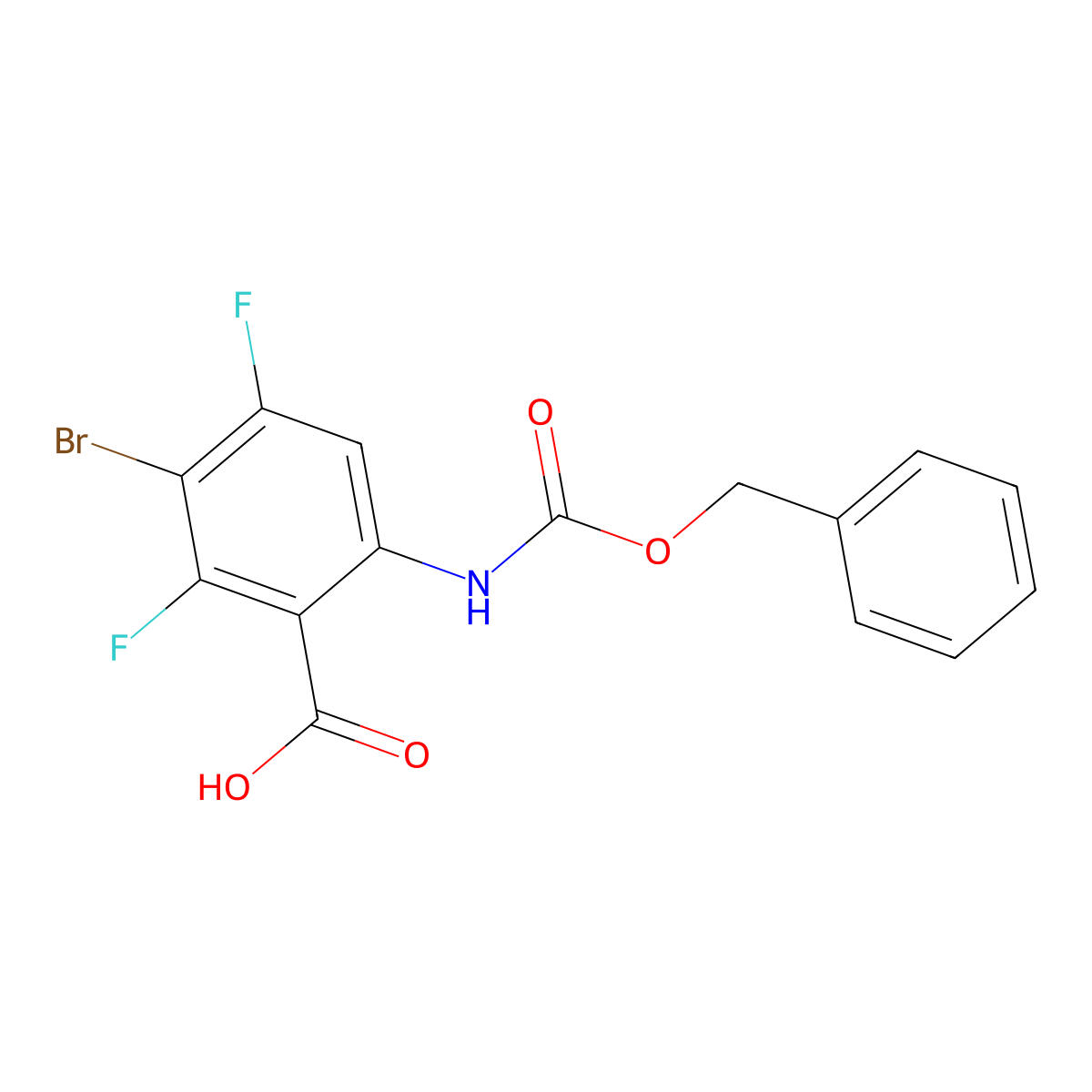 6-{[(Benzyloxy)carbonyl]amino}-3-bromo-2,4-difluorobenzoic acid molecular structure, CAS 2287287-37-8
