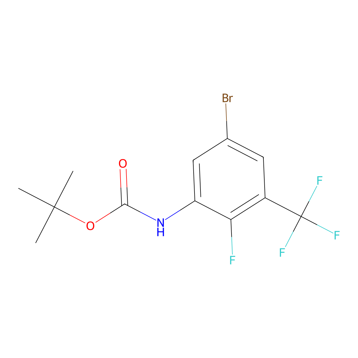tert-butyl N-(5-bromo-2-fluoro-3-(trifluoromethyl)phenyl)carbamate molecular structure, CAS 2287287-41-4